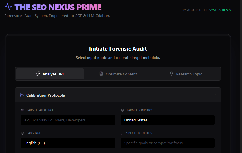 SEO Nexus - Analyze webpages against target audience | Mina Nagib Portfolio